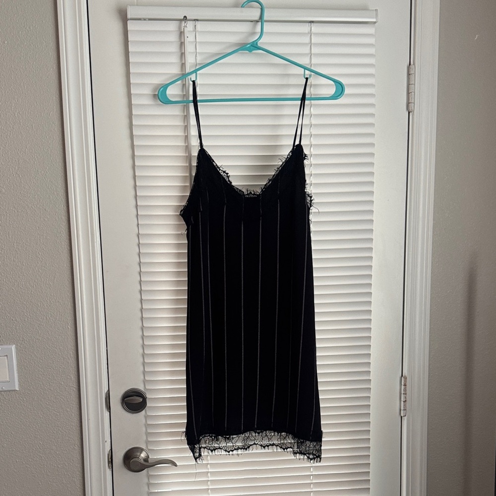 Honey Punch Black Mini Dress with Lace Trim